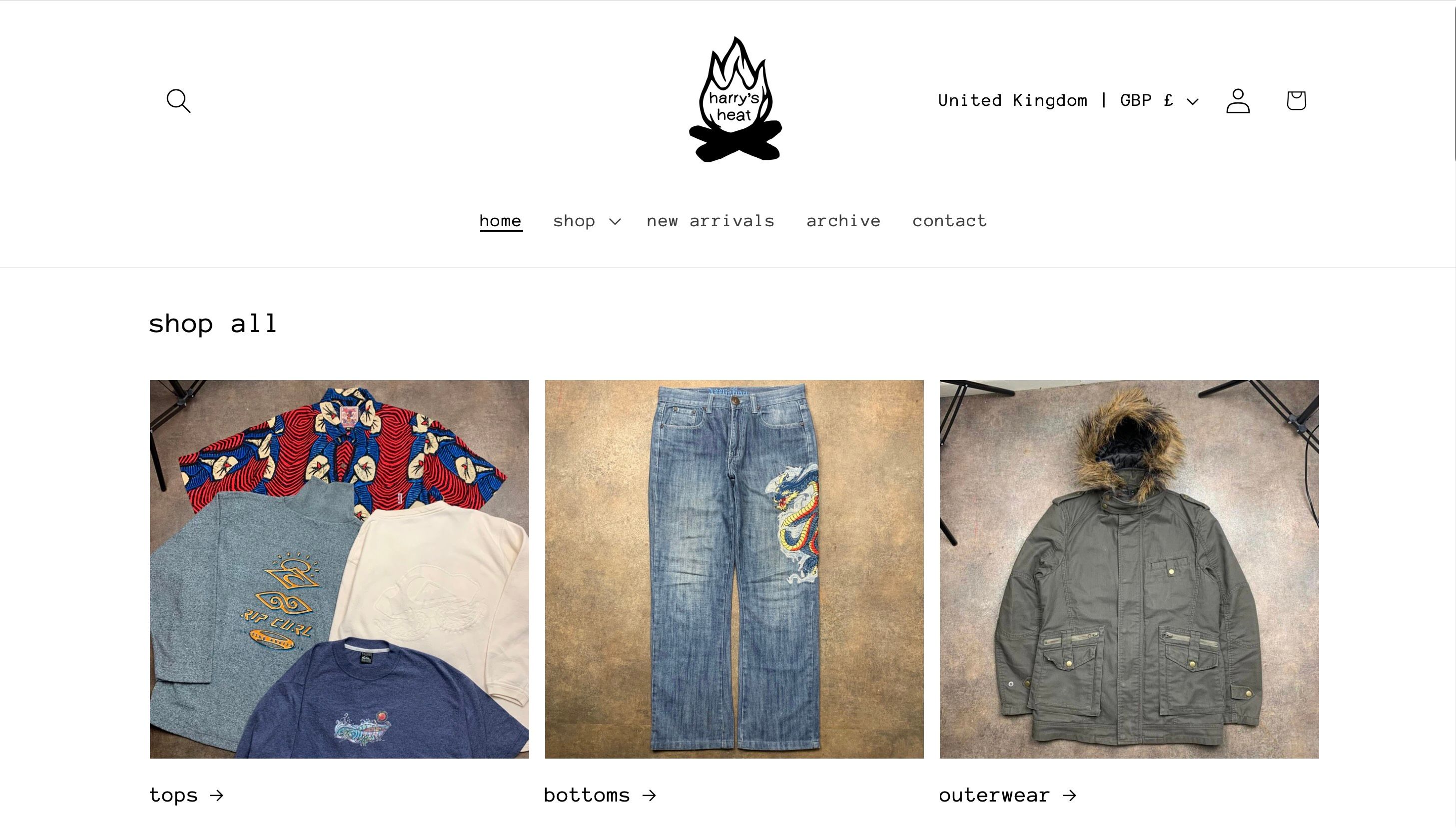 Screenshot of the Harry's Heat website