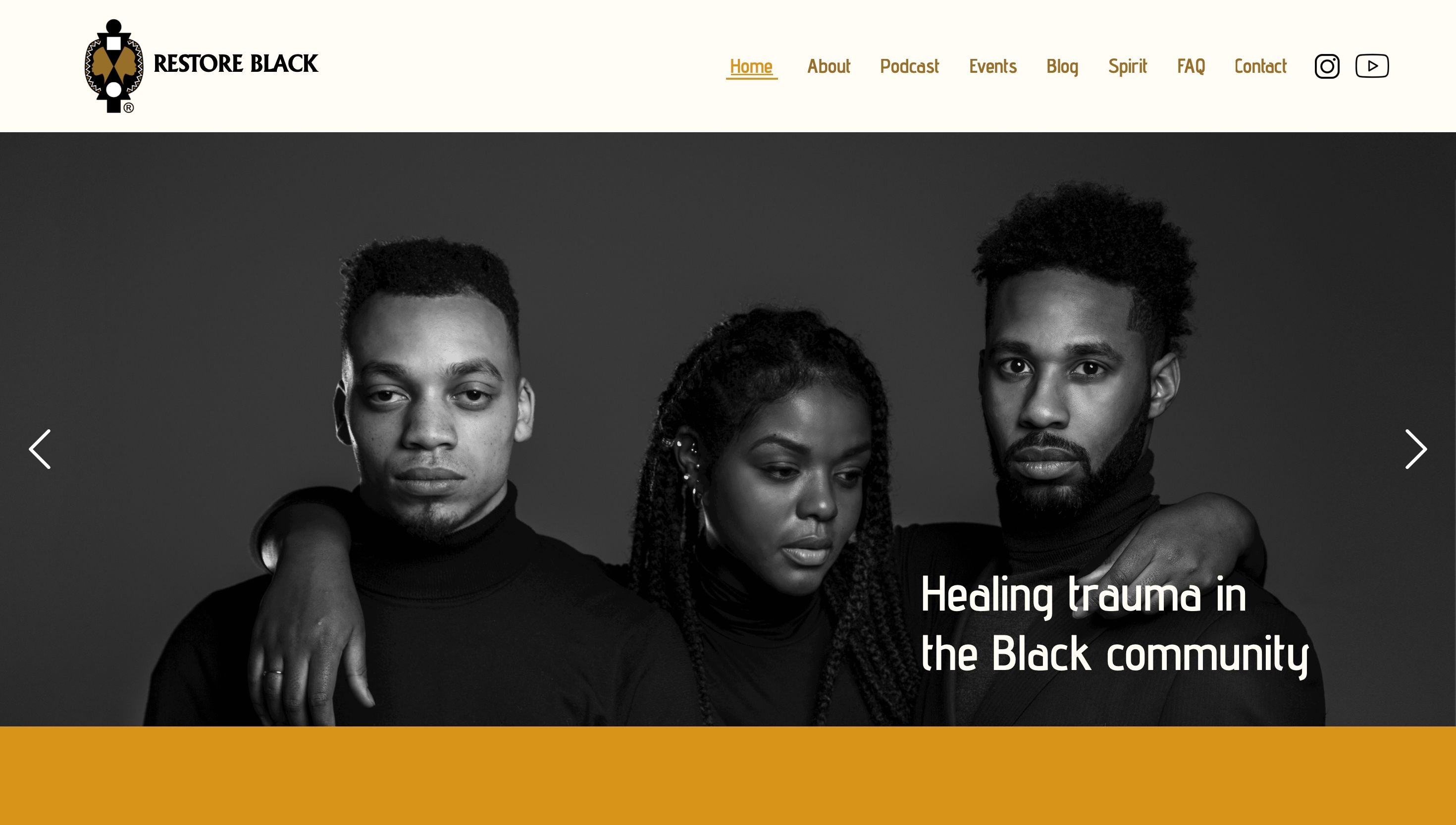 Screenshot of the Restore Black website